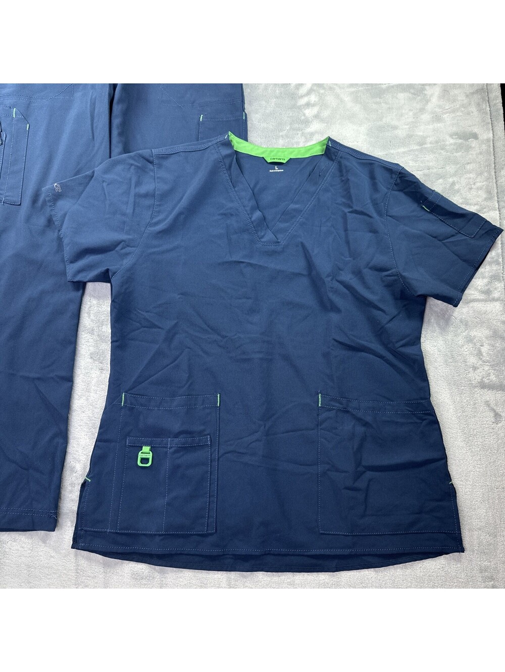 Carhartt Force Scrub Set Shirt C12110 And Pants C52110P Blue